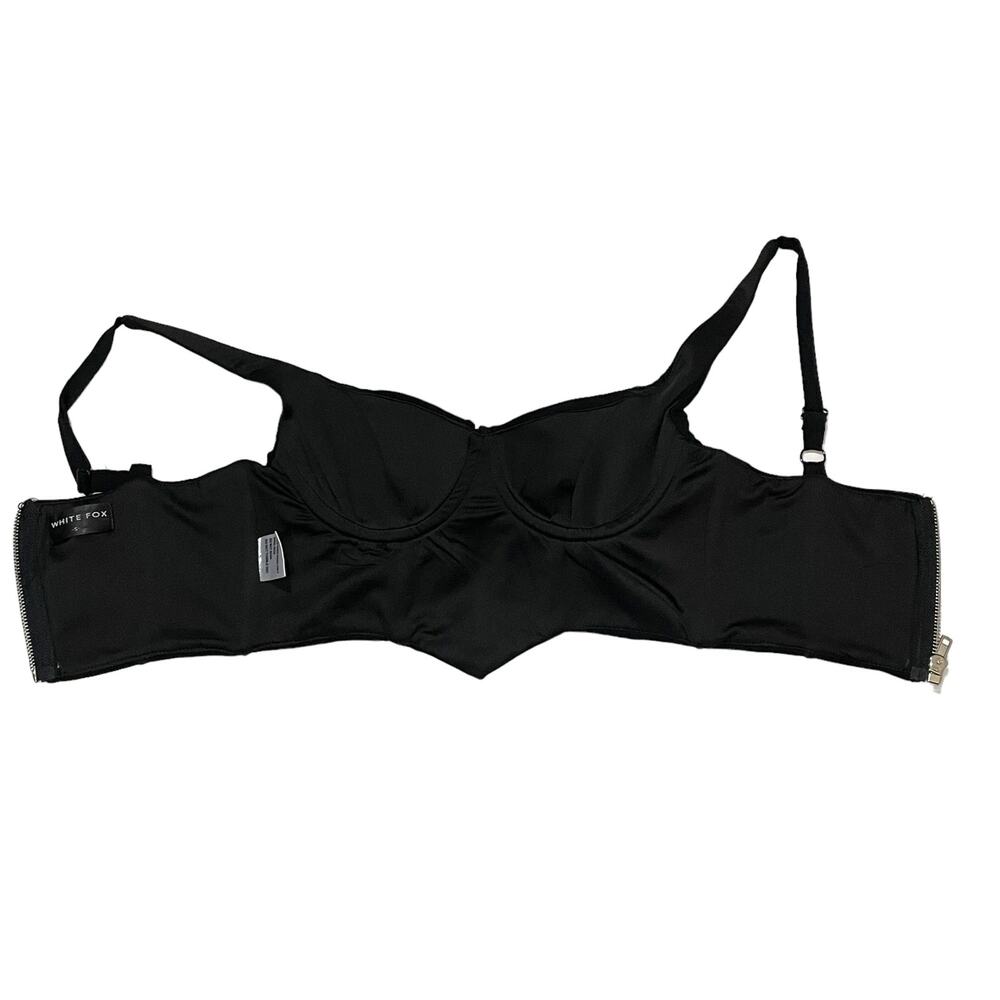 White Fox Cropped Corset Top - Black - Small - Picture 5 of 10